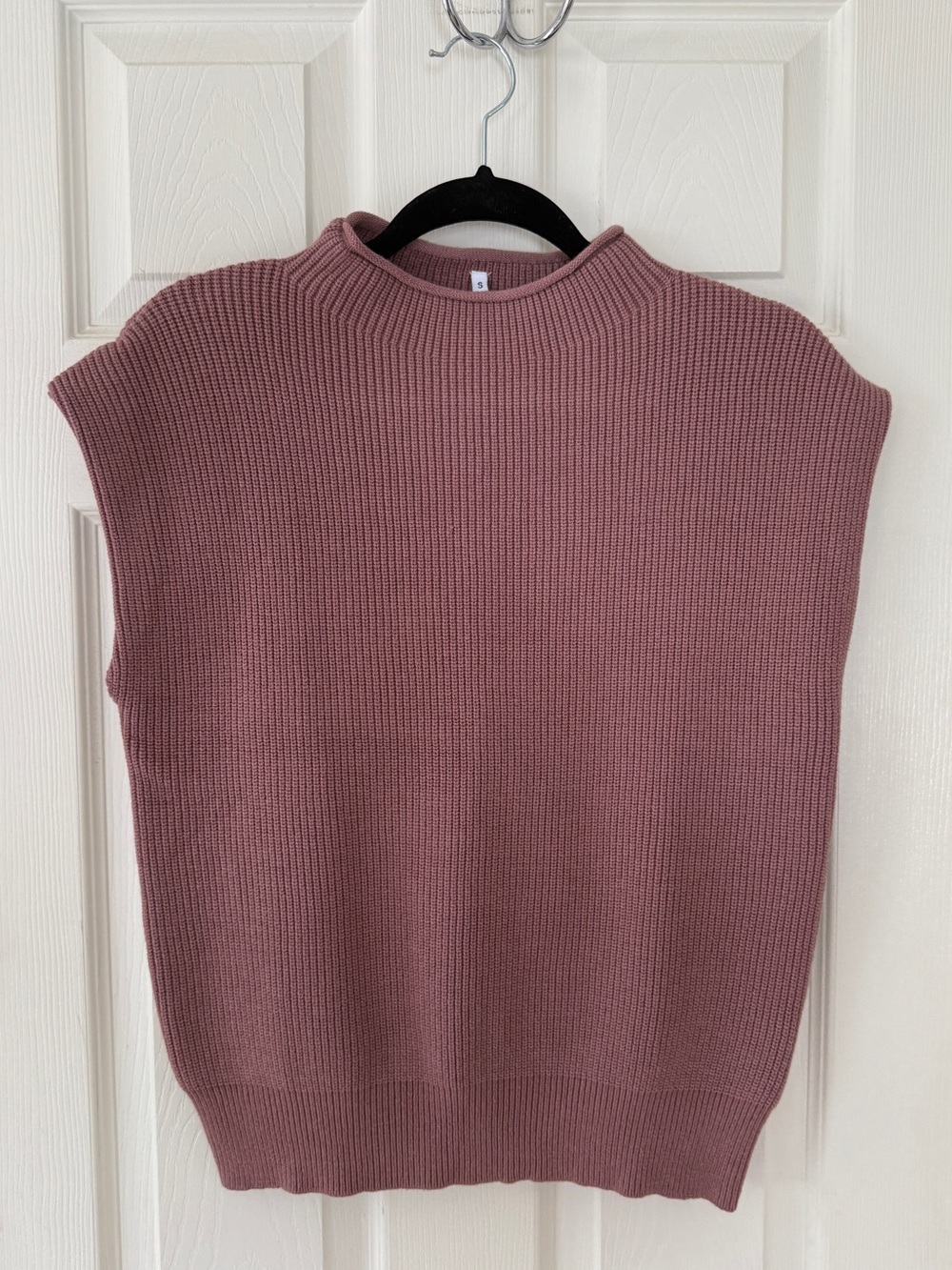 Purple Mock Neck Cap Sleeve Sweater